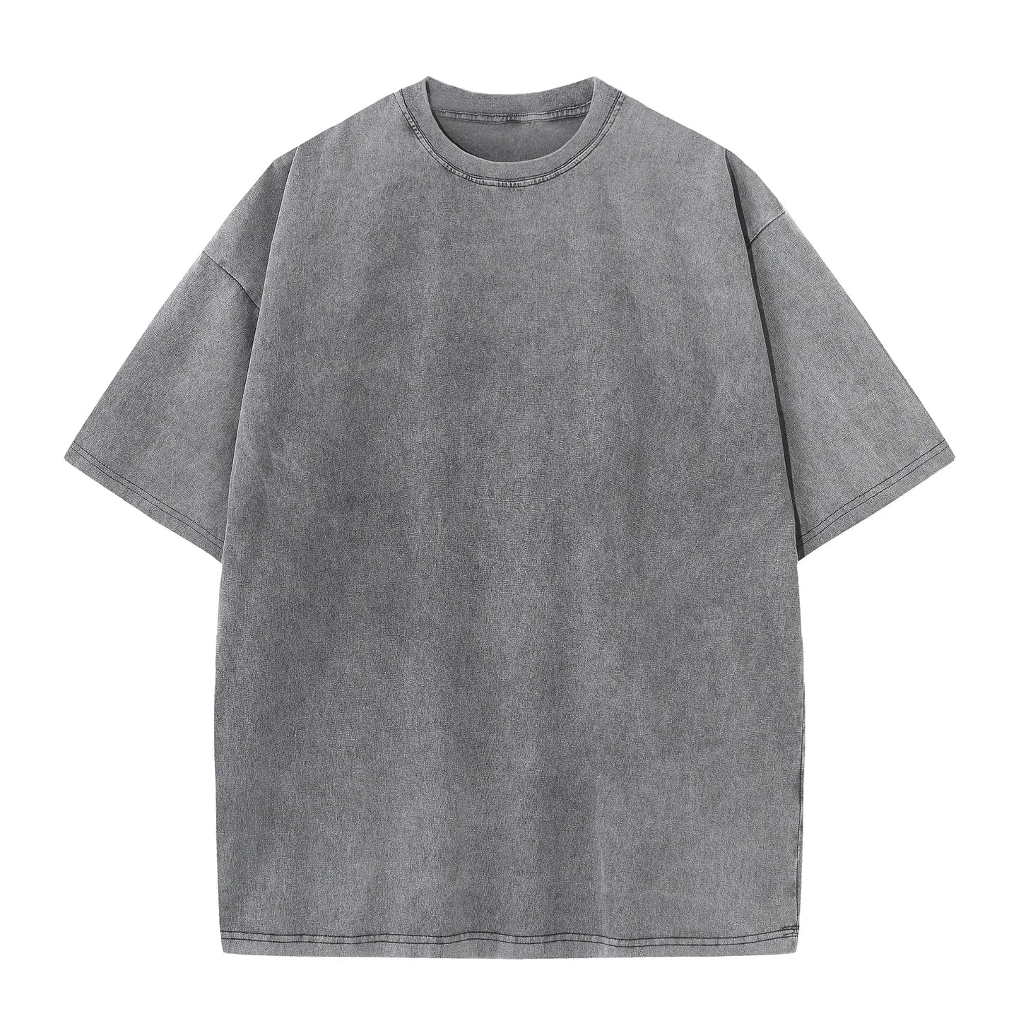 Camiseta de verano para hombre, 100% algodón, retro, hombro caído, color liso, holgada, informal, transpirable, casual