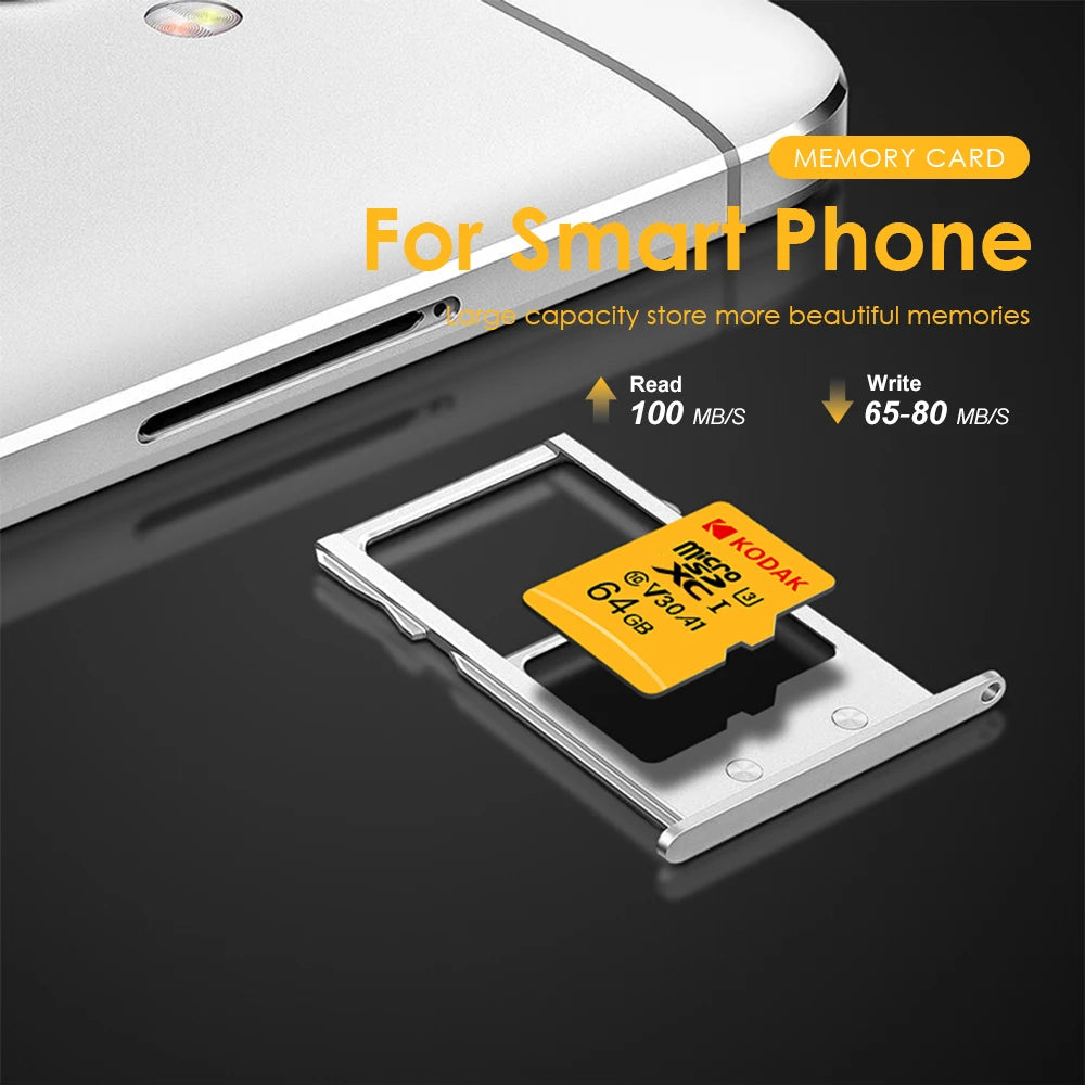 Original Kodak U3 A1 V30 MicroSD 128GB 32GB 64GB 256GB classe 10 cartes 32 64 128 256GB carte mémoire de téléphone vidéo