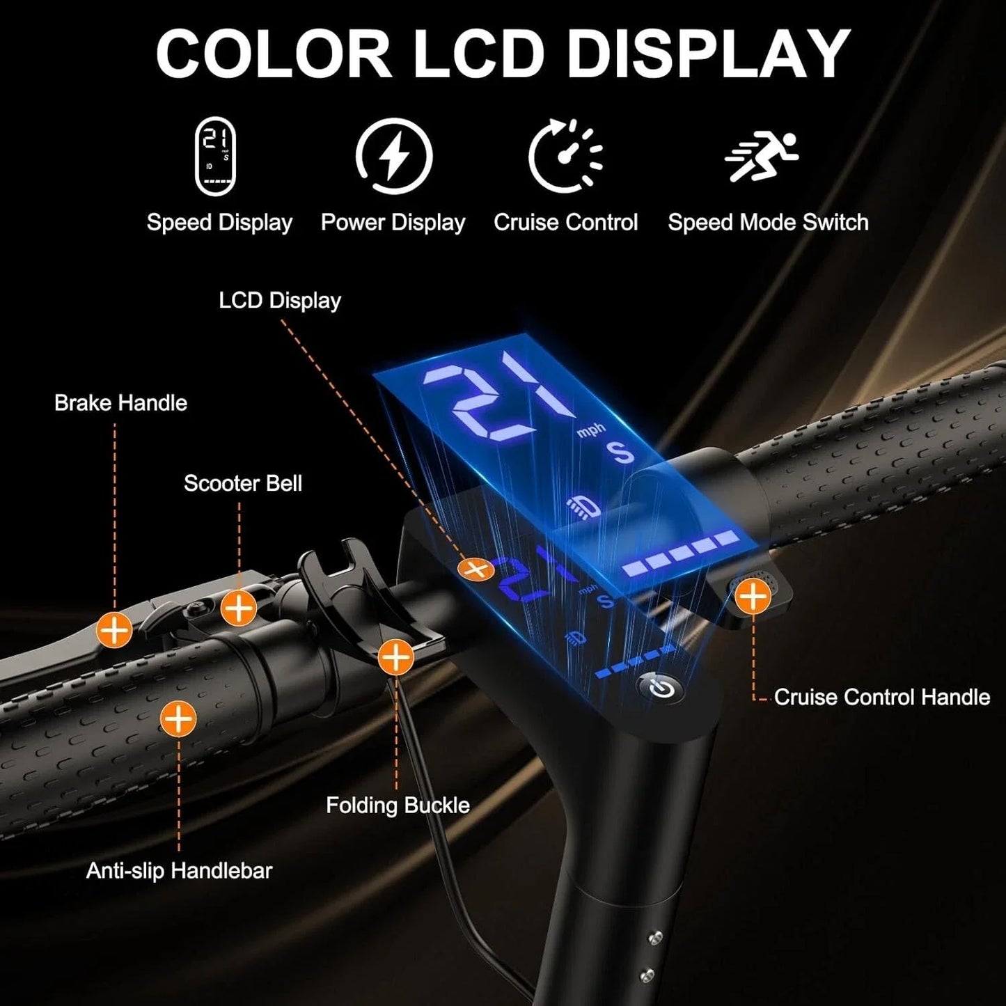 Scooter Électrique 500W 22MPH Adulte — App Intelligente Antidérapant Pliable