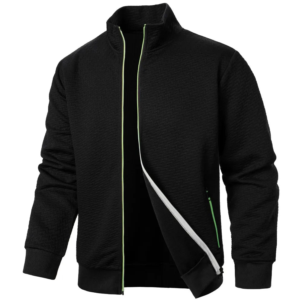 Sudadera con Capucha y Cremallera de Cuello Alto para Hombre, Cárdigan Jacquard Casual, PVD, Documento de suscriptores, Nueva Colección Primavera Otoño