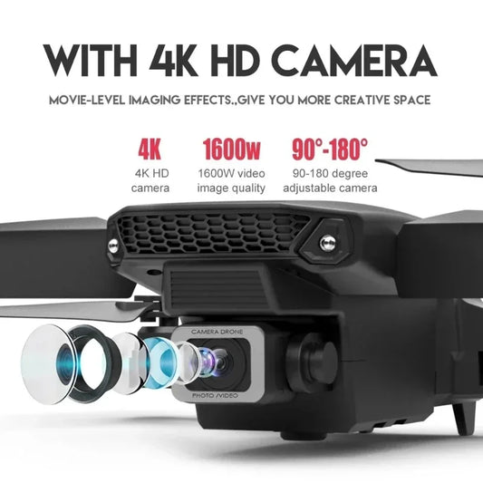 Nuevo Dron E88 Pro WiFi FPV-Cámara HD de gran angular 4K/1080P, cuadricóptero plegable con mantenimiento de altitud