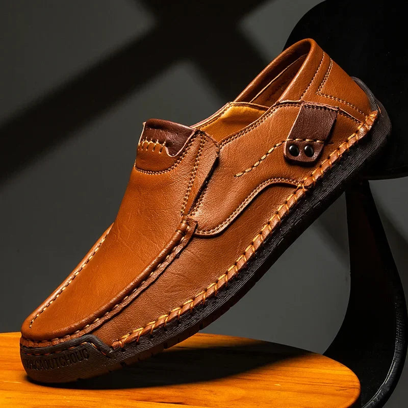 Men's Leather Loafers, Italian Driving Shoes, Breathable, Handmade, Casual