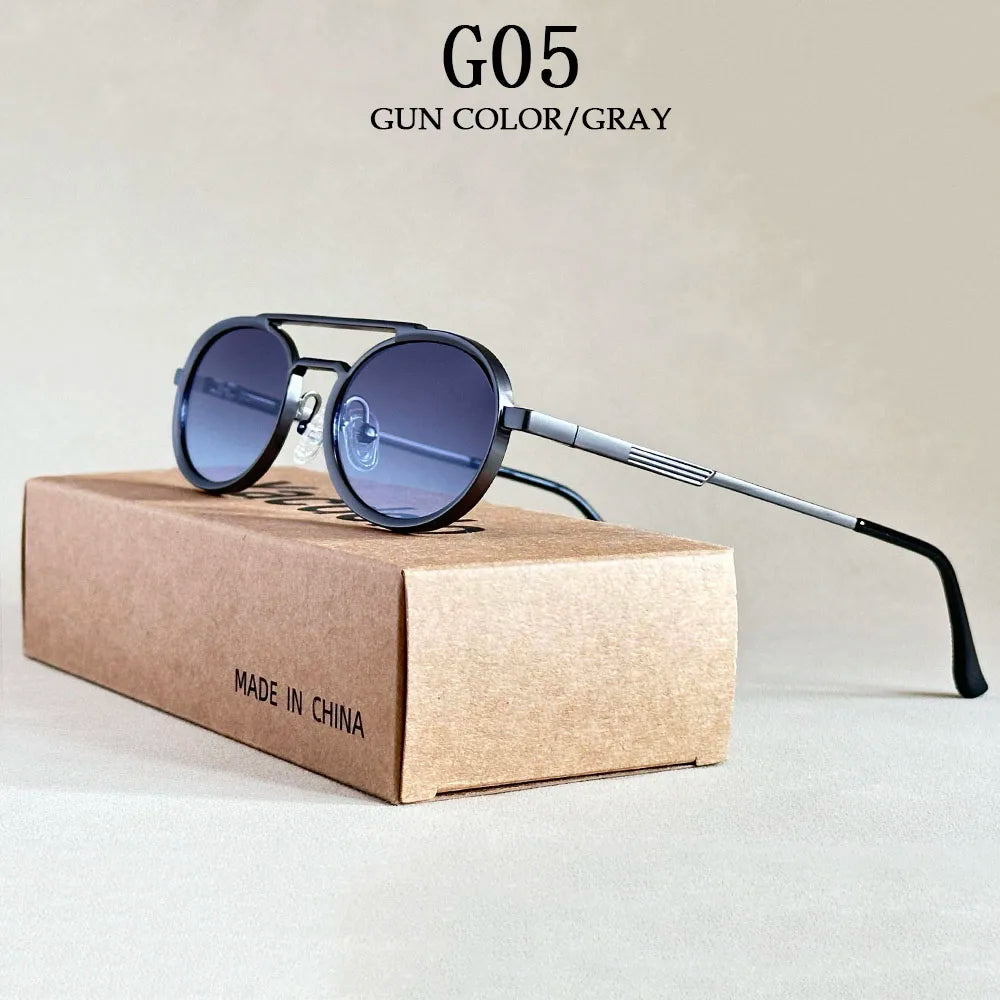 Lunettes de soleil ovales pour hommes et femmes — mode, vintage, Steampunk, 2025