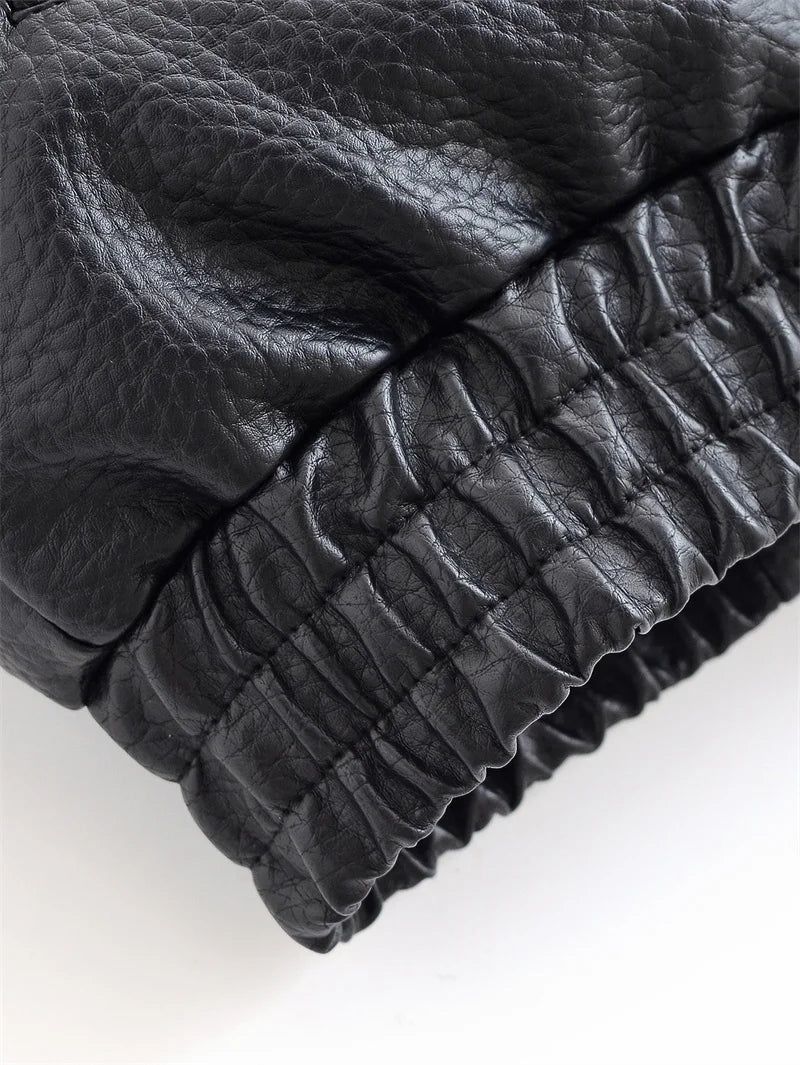Veste femme automne 2025 nouveau noir à manches longues galets Faux cuir veste moto Style personnalité mode