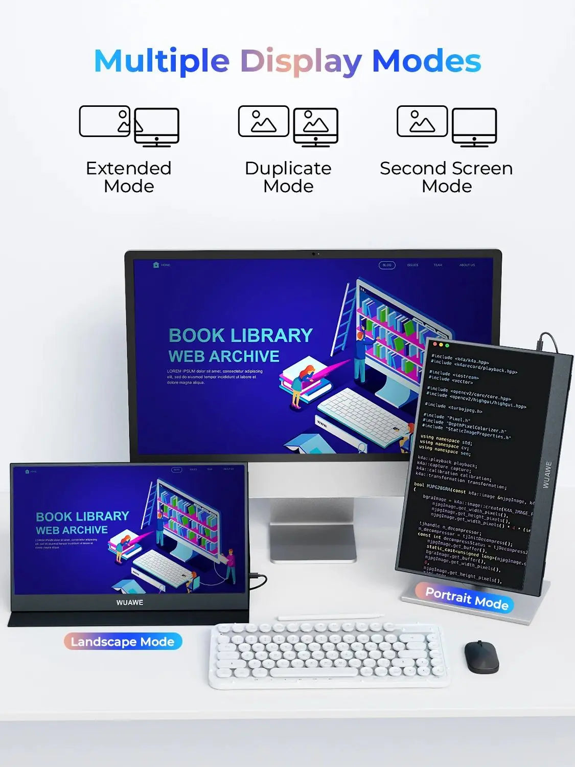 WUAWE 15.6 inch Portable Laptop Monitor, 15.6 inch 1080p72 NTSC 100 sRGB USB C HDMI Travel External Second Computer Screen HDRi