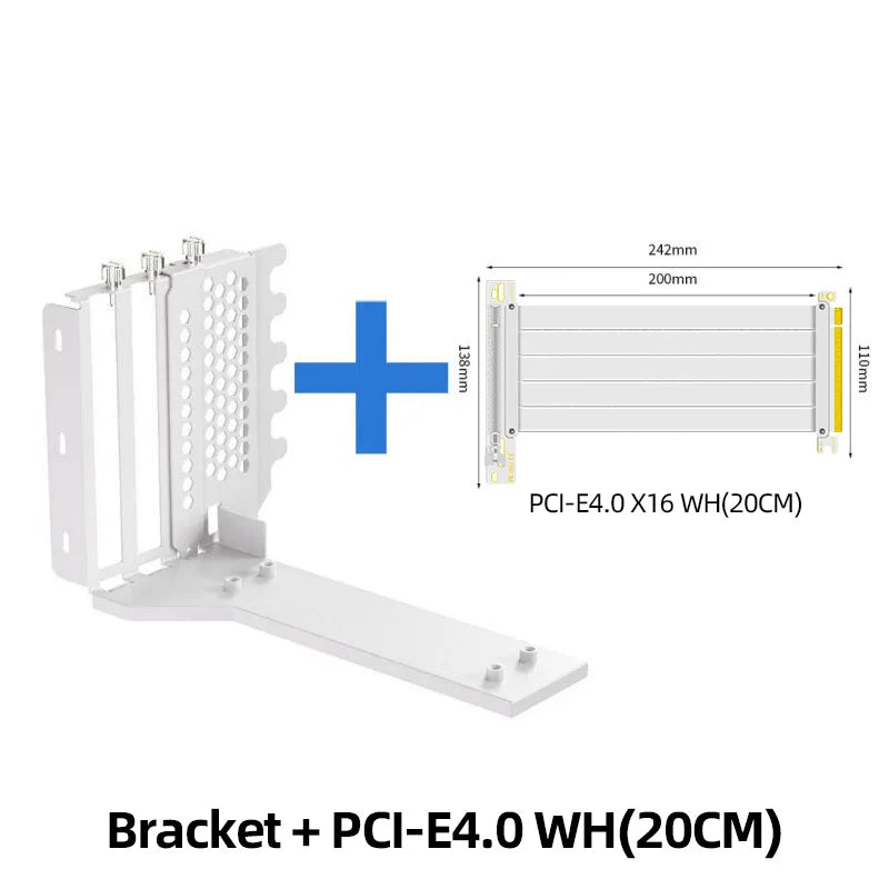 Teucer support de montage GPU Vertical support de carte graphique PC PCI-E 3.0/4.0x16 Anti-interférence Flexible 90 °   Câble d'extension