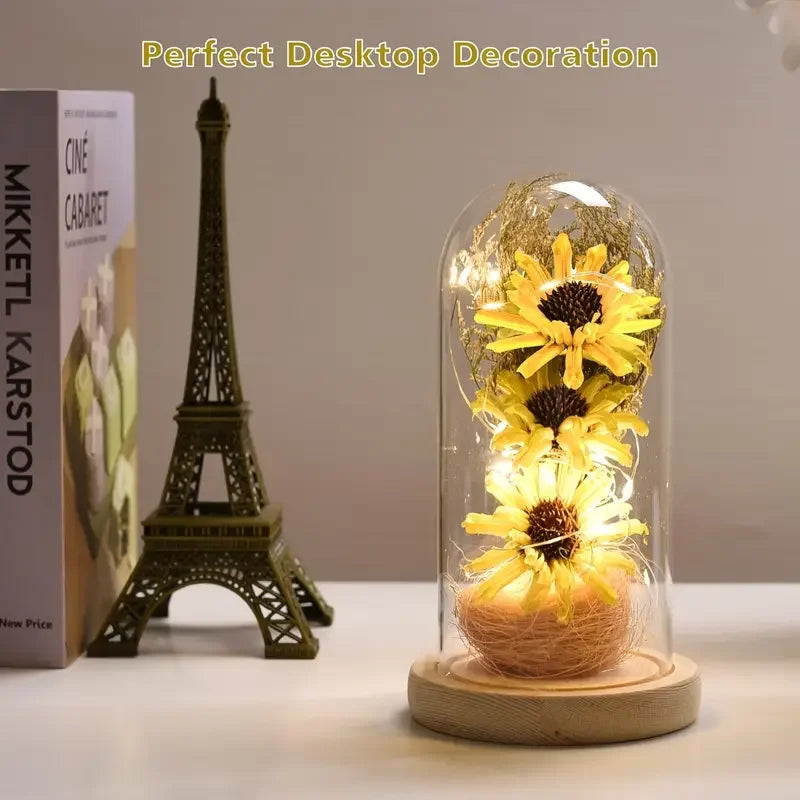 Breton glass artificial sunflowers with LED strip for women, sunflower gifts, sunflower decor, Mother's Day, Leon's Day