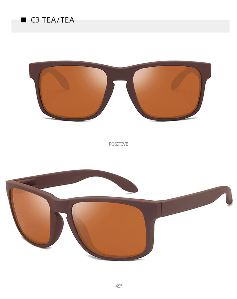 Lunettes de soleil polarisées carrées classiques pour hommes et femmes, Vintage, en plastique, élégantes, noires, pour Sports de plein air, UV400