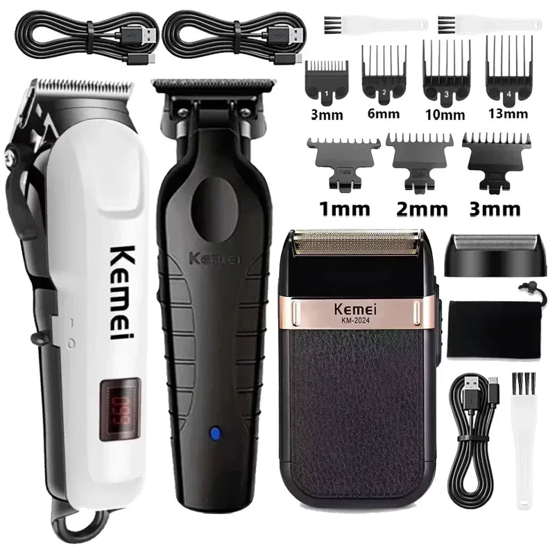 Kemei cortadora de pelo Km-809A Km-2299 Km-2024 cortadora de barba inalámbrica UBS Recargable potentes cortadoras de pelo eléctricas para hombres