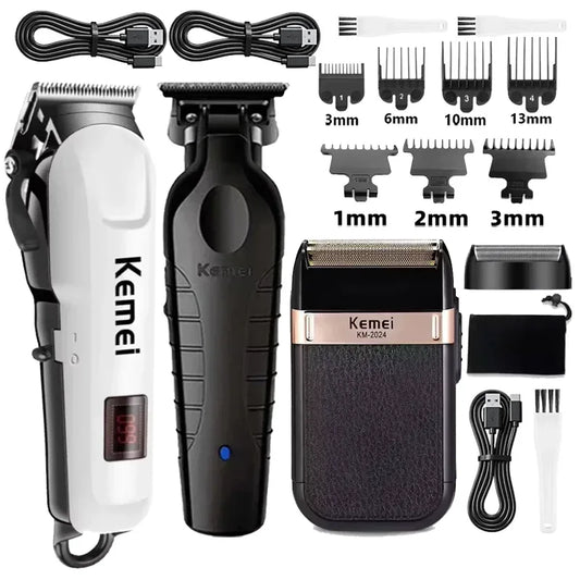 Tondeuse à cheveux sans fil rechargeable — tondeuse barbe électrique puissante, hommes
