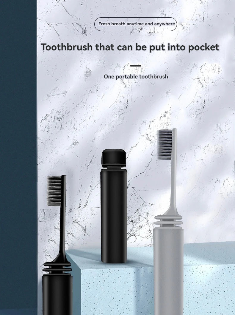 Brosse à dents pliante au charbon de bois compacte portable, parfaite pour le voyage, le camping et la randonnée, facile à prendre et efficace