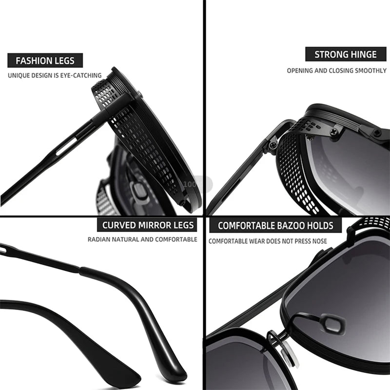 Lunettes de soleil Steampunk vintage pour hommes — punk, surdimensionné, femmes, rétro, carré