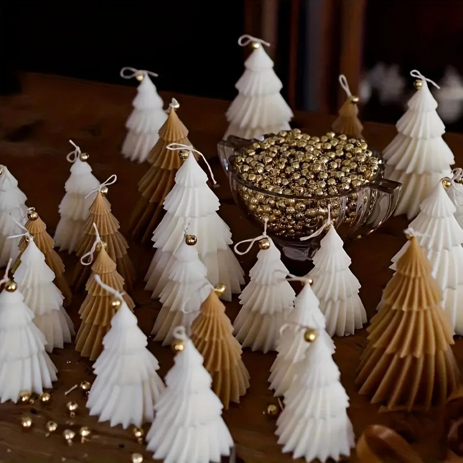 Molde de silicona para velas de árbol de Navidad, bricolaje, yeso, cemento, forma de árbol de Navidad, resina de silicona
