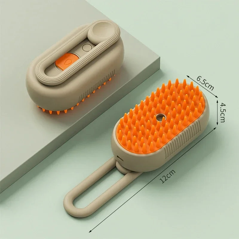 Brosse de Énergie à Vapeur 3 en 1 pour Chat et Chien, Peigne Pliable et Rotatif à un Bouton, Idéal pour le Bain et l'Épilation des Poils