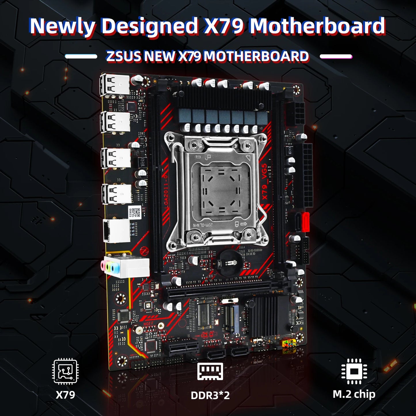 ZSUS X79 Kit de carte mère avec processeur Intel LGA2011 Xeon E5 2630 V2 DDR3 1*16GB ECC RAM mémoire prise en charge M.2 NVME Slot