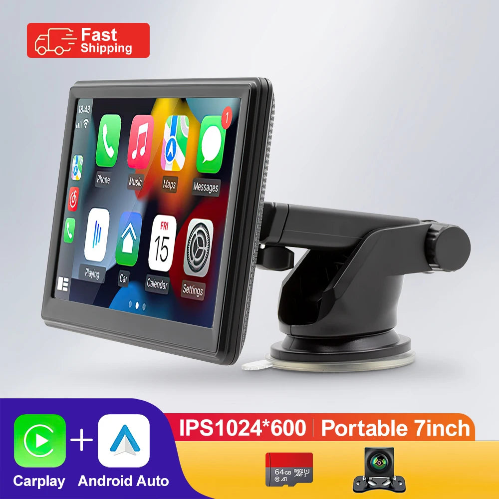 7-inch Portable Touchscreen IPS CarPlay Android Auto Car Stereo Multimedia Video Player GPS Navigation Wifi Backup Camera
