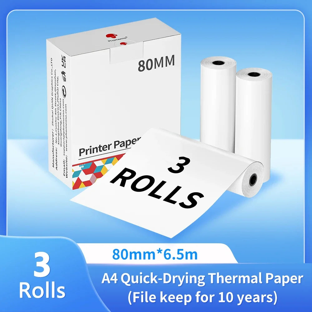Papier thermique A4 pour imprimante portable — séchage rapide, continu, 2 rouleaux