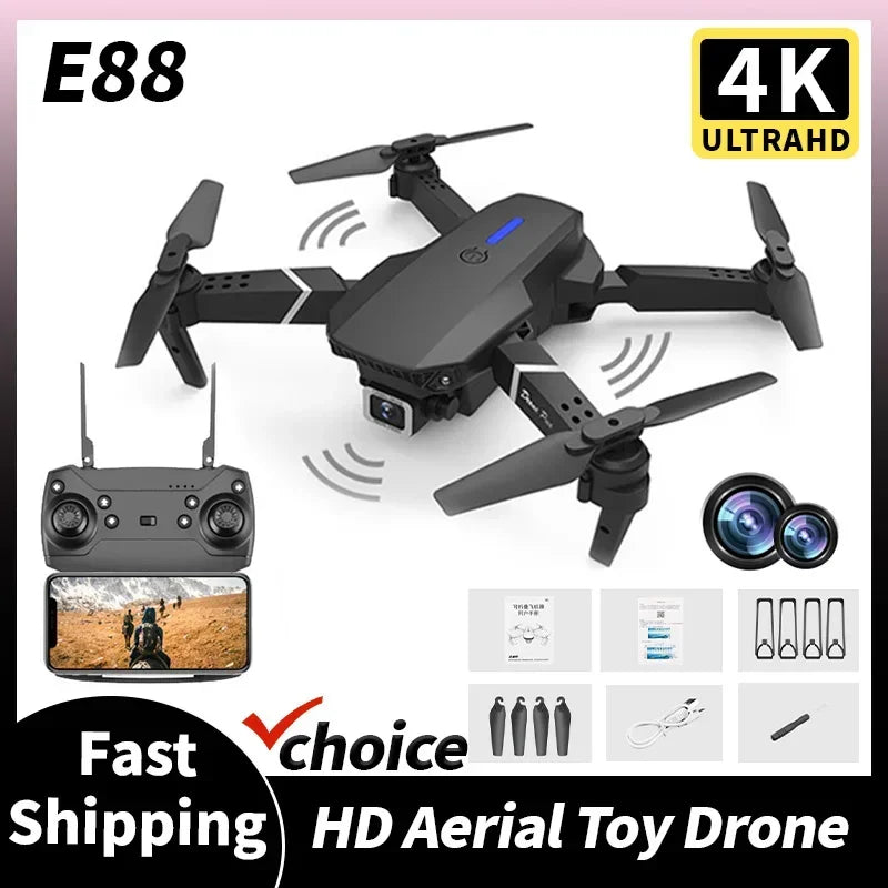 Nouveau Drone E88 Pro RC 4K professionnel avec caméra double HD grand Angle 1080P pliable quadrirotor WIFI FPV maintien en hauteur