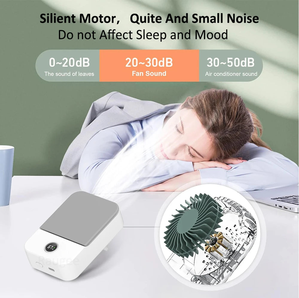 Mini ventilateur de cou portable sans lame, refroidisseur d'air, USB, 2000mAh, 3 vitesses