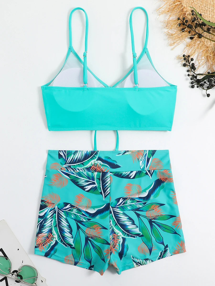 Maillots de bain femme 2026 : Bikinis short à cordon de serrage devant, taille haute, pour la natation et la plage
