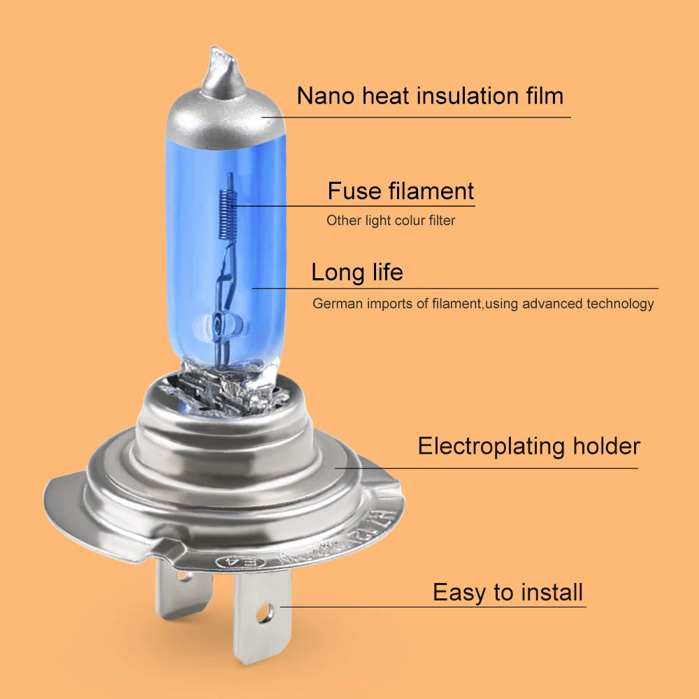 Phare Halogène H7 55W/100W 5000K 12V — Antibrouillard Blanc Voiture 2 Pièces