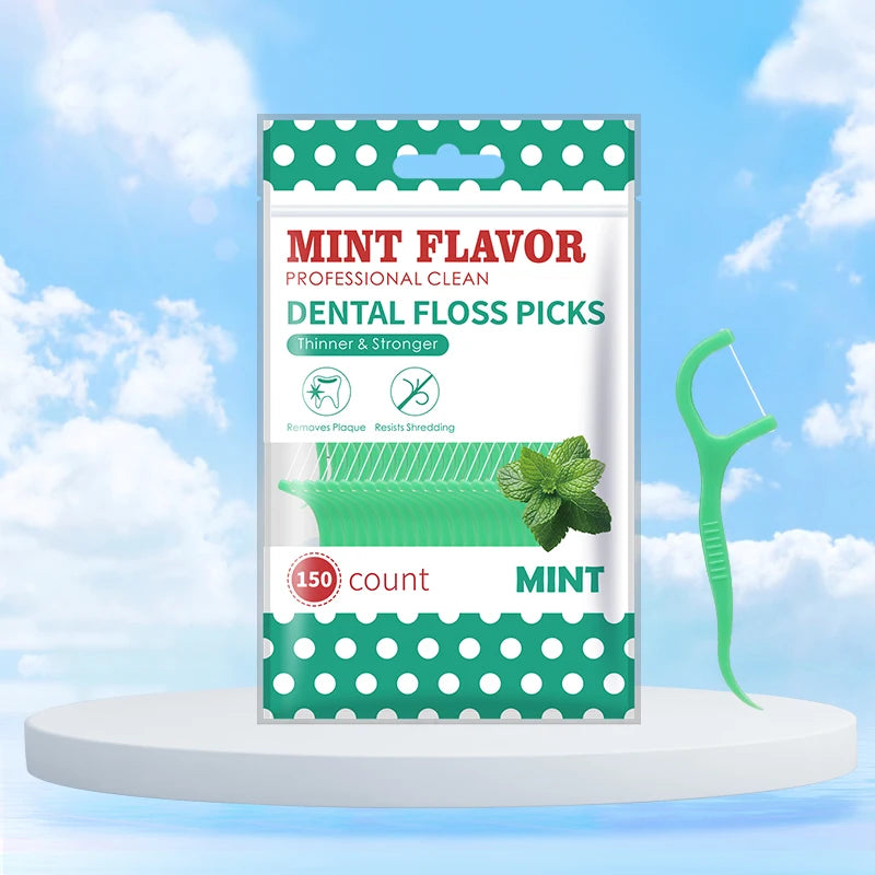 Mint Dental Floss Stick - Disposable Portable Home Dental Floss Stick - Oral Care - Deep Cleaning - Interdental Cleaning
