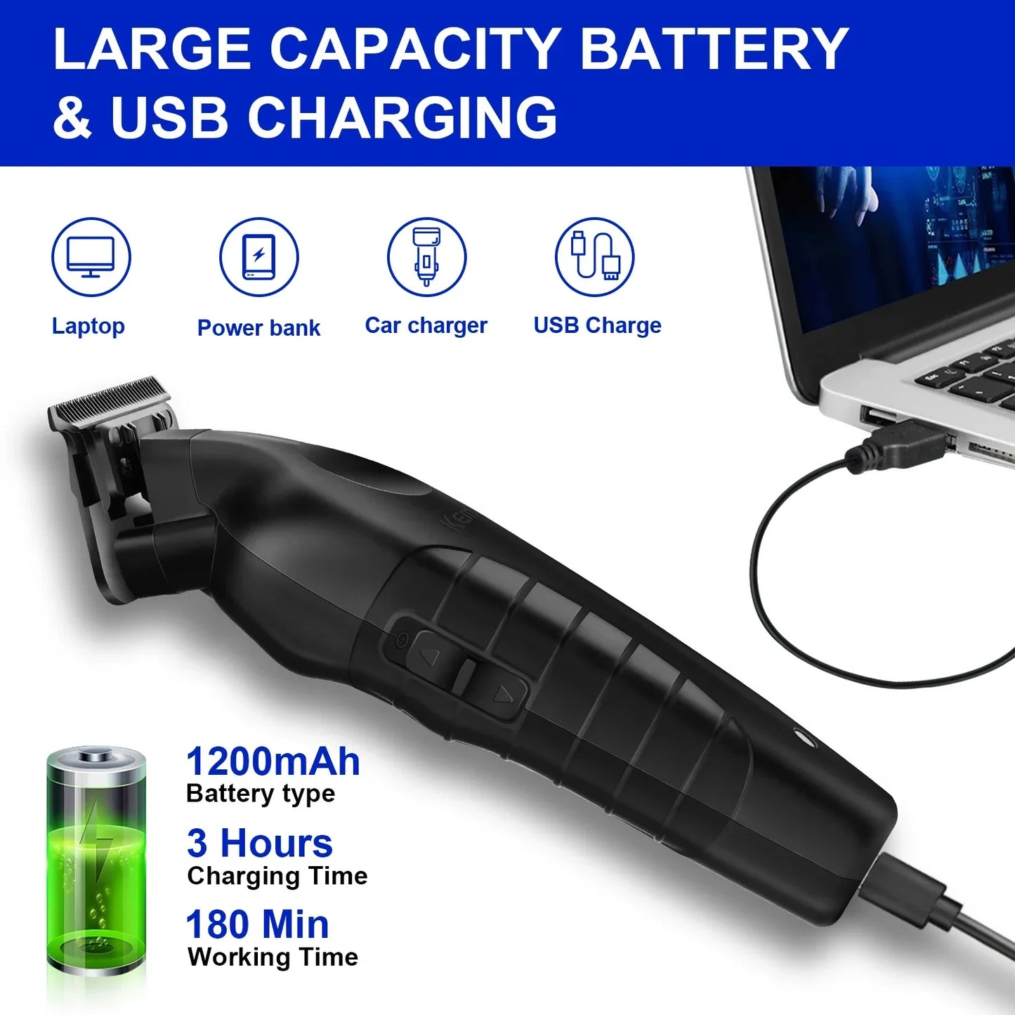 Kemei cortadora de pelo Km-809A Km-2299 Km-2024 cortadora de barba inalámbrica UBS Recargable potentes cortadoras de pelo eléctricas para hombres
