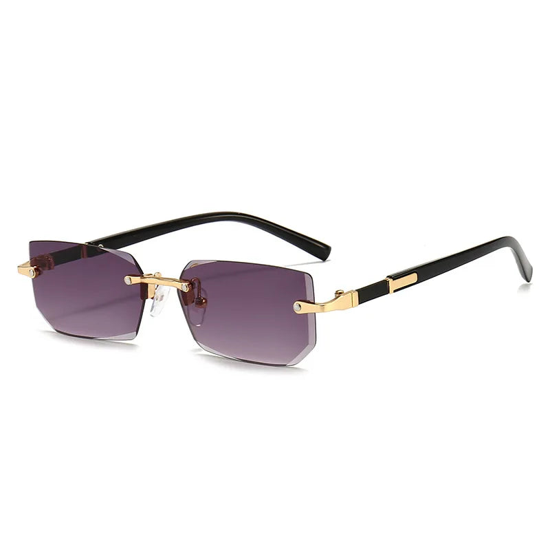Rimless Rectangular Sunglasses for Men and Women, Popular Shades, Small Square Sunglasses, Summer Travel Fashion