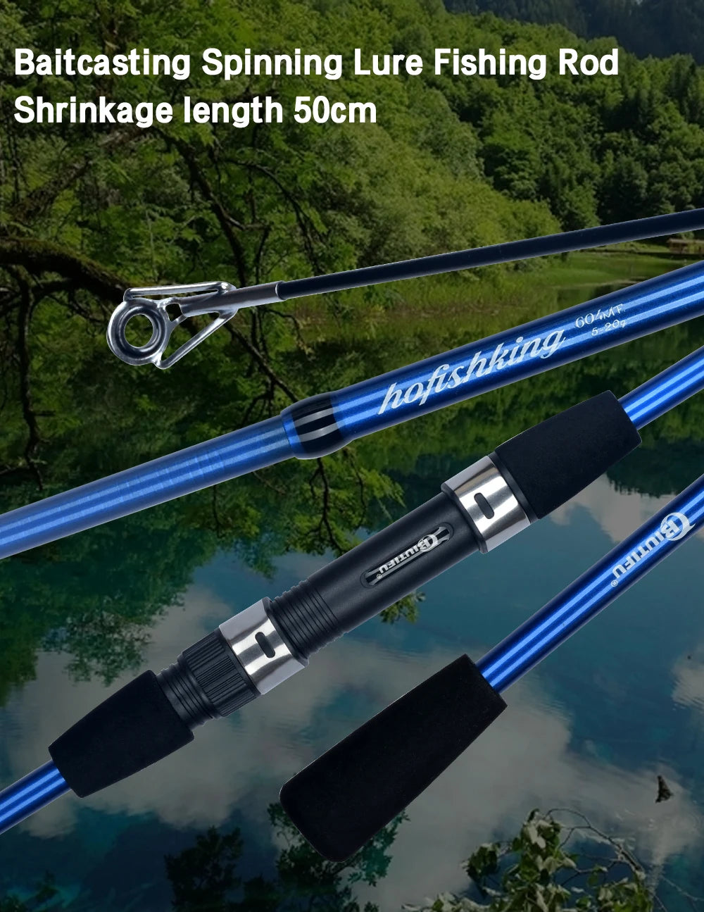 BIUTIFU-Cannes à pêche Baitcasting Spinning Travel Carbon, Mini Pole, Leurre ultraléger, Truite, 4/5 Sections, Considérant le poids, 5-20g
