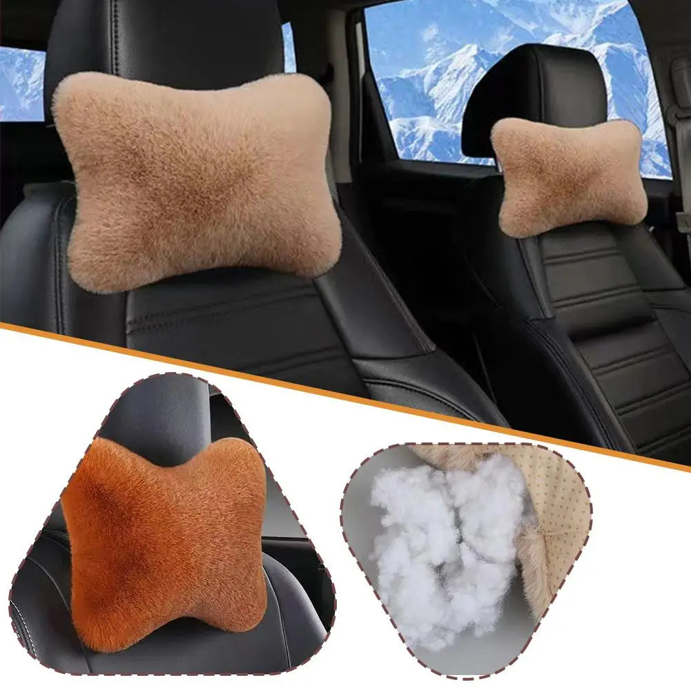 Plush Car Seat Neck Rest, 8 Colors Car Headrest, Plush Cushion, Warm and Comfortable, Waist Pillow Support Accessories, Winter