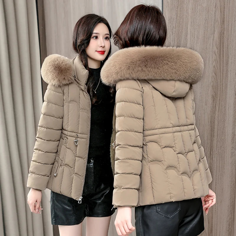 Doudoune femmes Parkas hiver 2025 — chaud, coton rembourré, manteau court à capuche