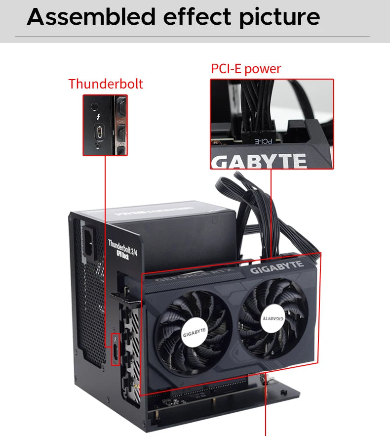 Support externe de carte graphique egpu Thunderbolt 3/4 vers pcie par alimentation ATX 7900XT/rtx4090 peut être installé