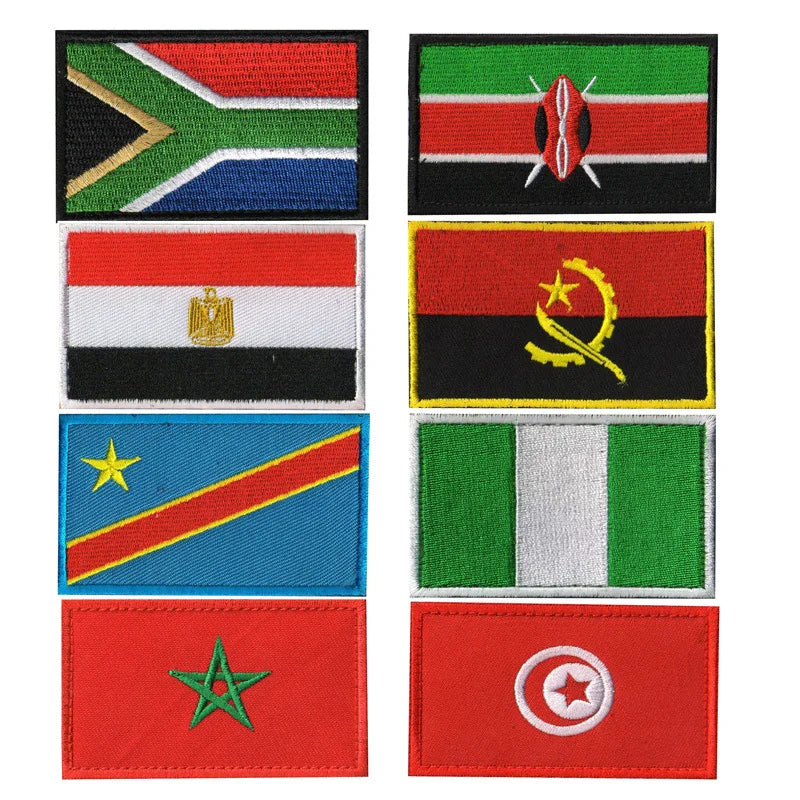 Drapeau d'Afrique 3D Egypte Kenya Algérie Nigeria Angola Tunisie Maroc Soudan Malte Namibie Ghana Mozambique Drapeaux Patchs brodés