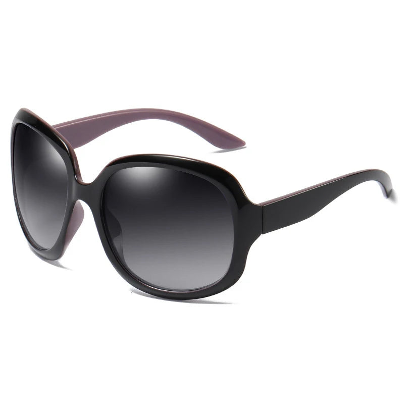 Gafas de sol polarizadas redondas grandes de diseño elegante marca FUQIAN para mujer, a la moda, de plástico grande, para mujer, UV400