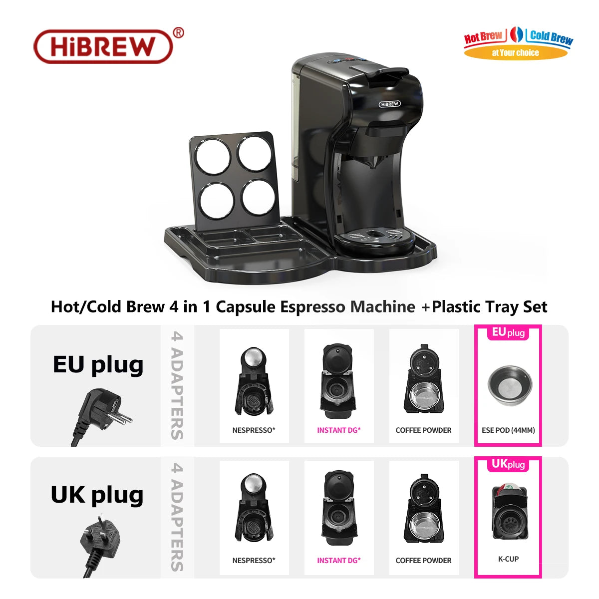 Hiinvasive W Coffee Machine, Hot and Cold Multi-Capsule Coffee Maker, Espresso Pod Coffee Machine, Dolce Milk, Ncomputing so, Powder Authorization, 19 bar, 4 in 1