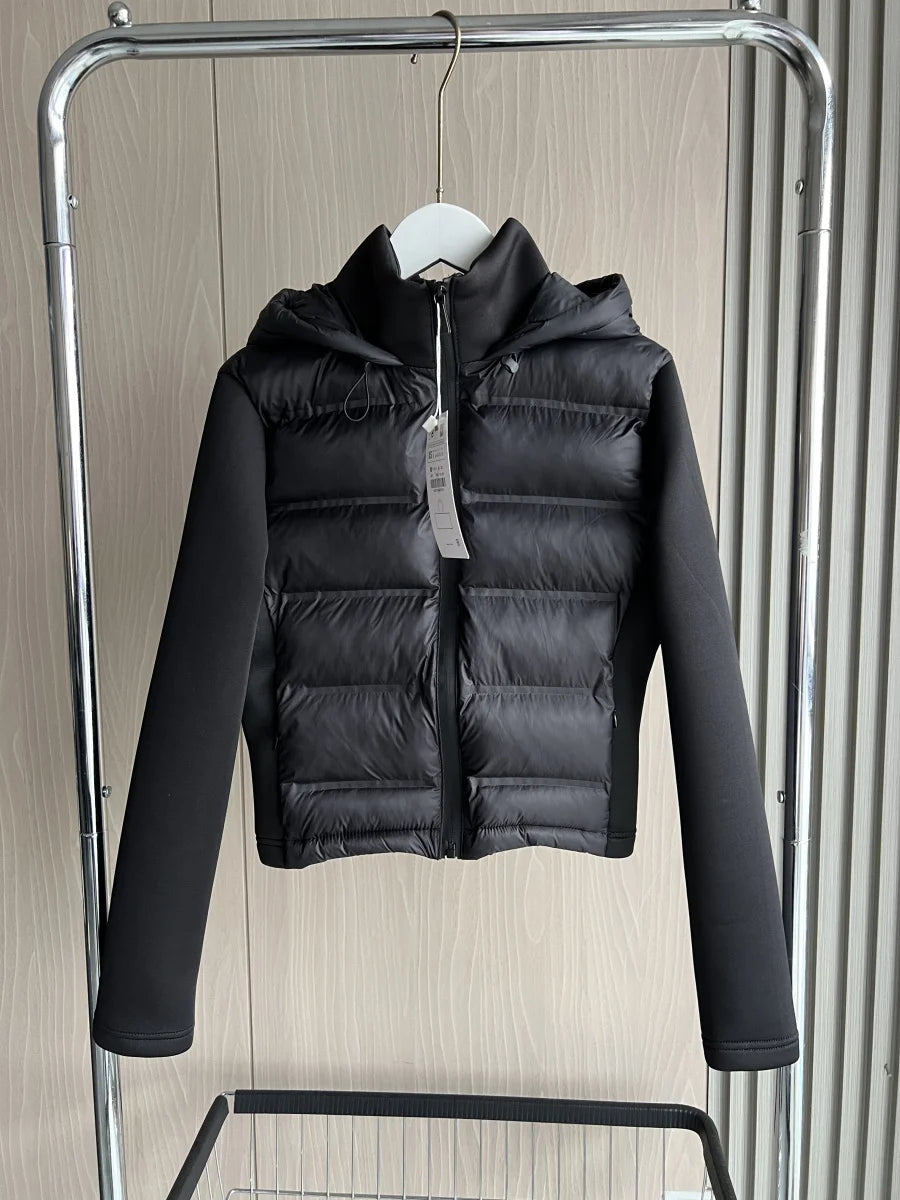 2025 hiver nouveauté doudoune chaude légère pour femme avec manches longues et manteau de sport à capuche avec fermeture éclair 4391742