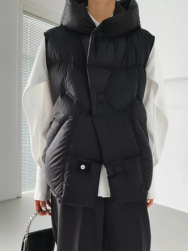 Chaleco de plumón con capucha de pato blanco para mujer, chaleco informal, ropa de abrigo de invierno, 2024, novedad, 90%