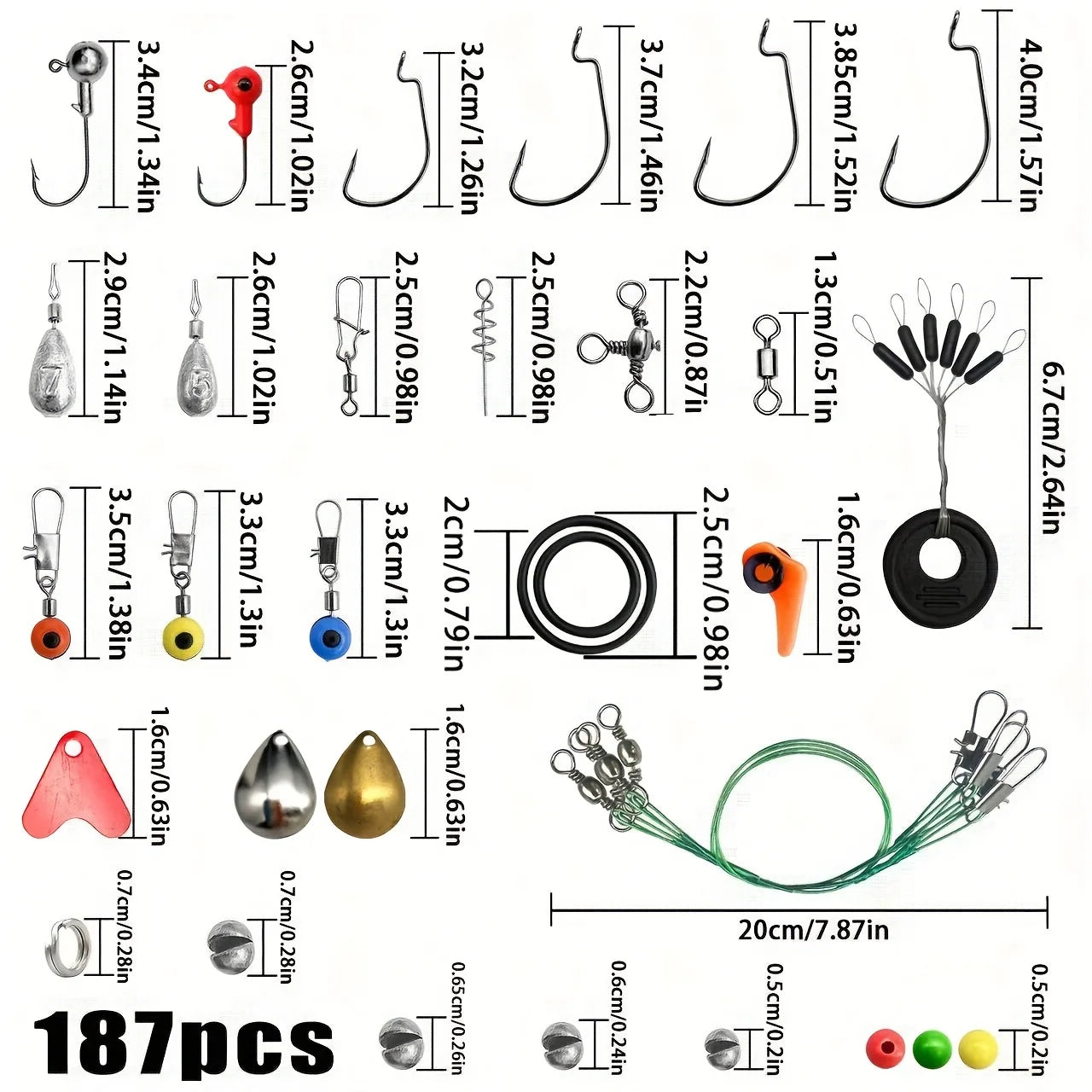 Kit d'outils de pêche, ensemble d'accessoires pour leurres, matériel de pêche pour débutants, plombs et crochets, boîte de matériel Portable, pêche complète