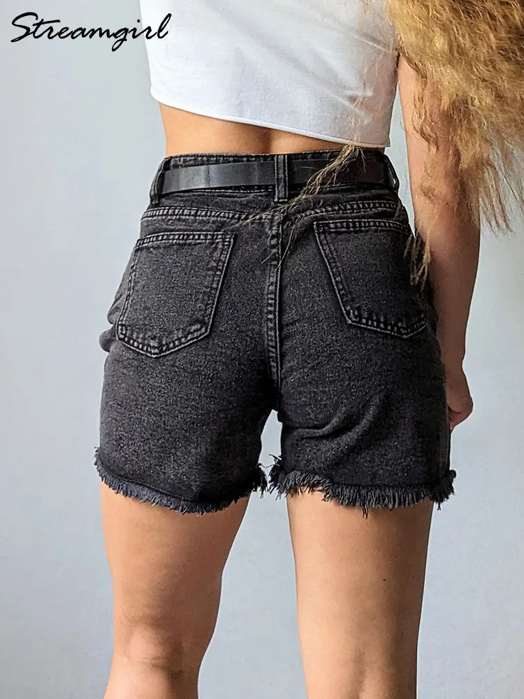 Streamgirl Blue Women's Denim Shorts Summer High Waist Casual Chic Loose Jean Shorts for Women Summer 2025 Denim Short Woman