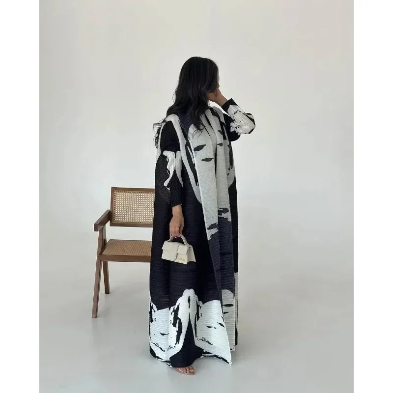 KAF femmes mode Abaya Vintage imprimé Cardigan conception ample grande taille élégante femme luxe Robe printemps automne modèle