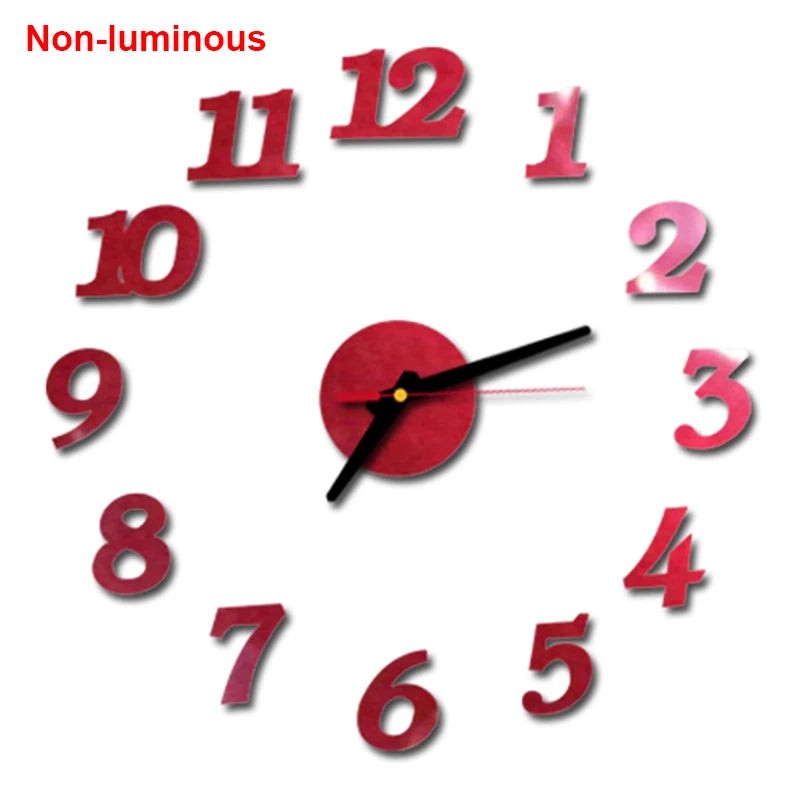 Wall clock DIY Luminous Wall Clock Quartz Watch Acrylic Mirror Stickers Wall Clock Wall Decoration Hot Home Decoration