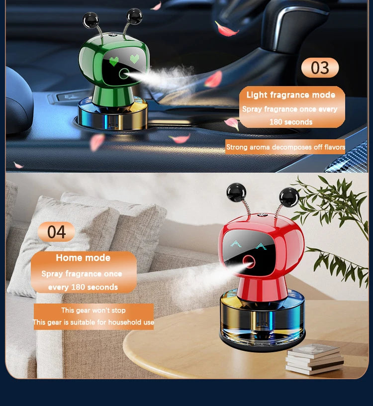 Désodorisant de voiture Intelligent diffuseur d'arôme de voiture Rechargeable AI yeux intelligents 4 niveaux de diffuseur de voiture Intelligent réglable cadeau