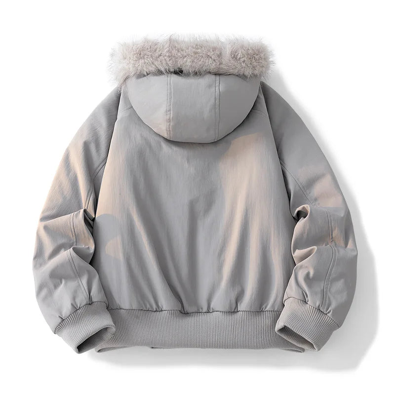 Veste d'hiver homme femmes col de fourrure mode Parka épais manteau chaud surdimensionné veste décontractée ample à capuche américain Streetwear Cool