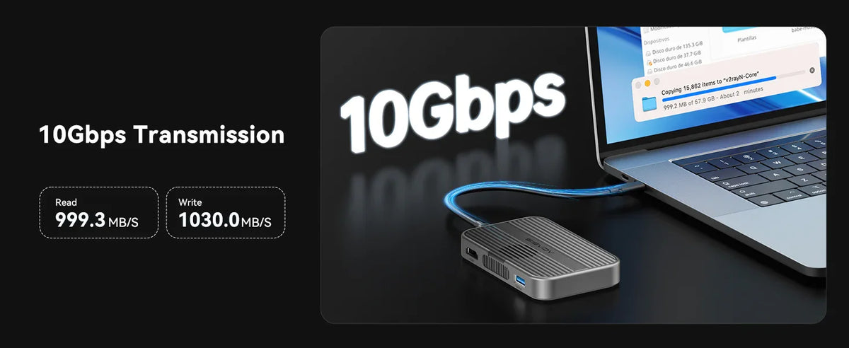 Boîtier SSD NVMe M.2 magnétique Acasis 10 Gbit/s et station d'accueil USB-C TF/SD 3.0 4K 60 Hz pour iPhone 17/17 Pro/iPhone 16/16 Pro
