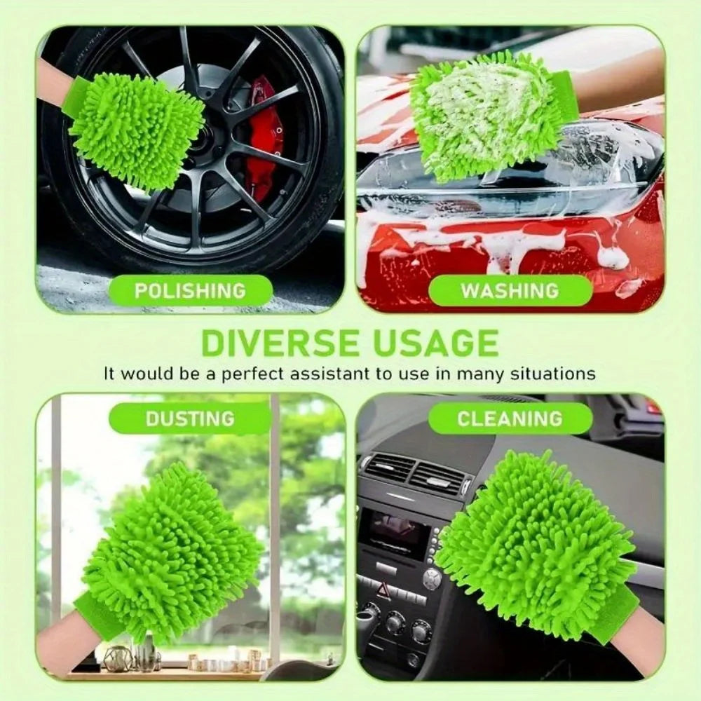 Gants de lavage de voiture en microfibre Chenille, nettoyage des rayures, soins non pelucheux, mitaines souples, dépoussiérage de véhicule automobile, Accessoires de moteur