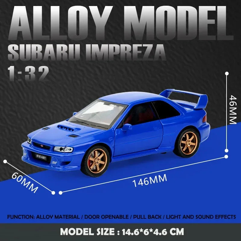 Simulation 1:32 Subaru Impreza WRX 22B STI Modified Diecast Alloy Metal Car Model Miniature Car for Kids Boys Birthday Gift