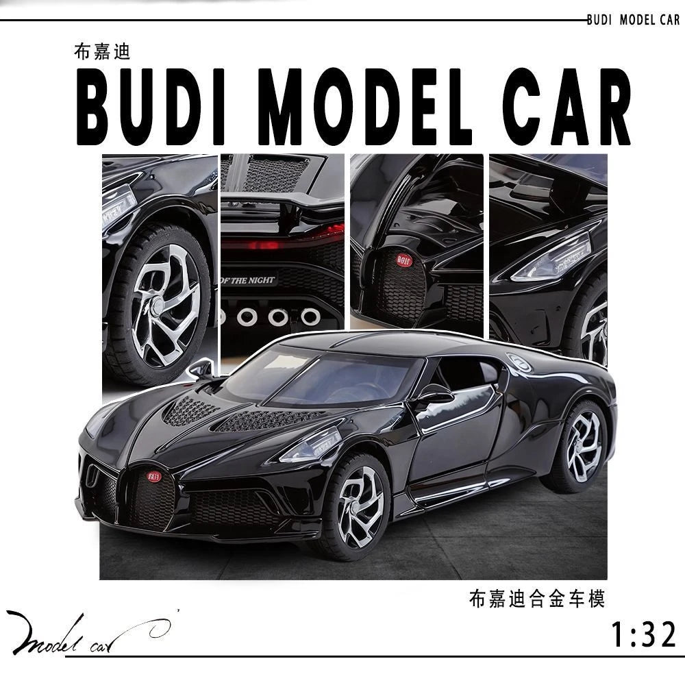 Modelo de coche de aleación a escala 1:32, juguetes Bugatti La Voiture Noire, modelo de coche deportivo de metal fundido a presión, vehículos, modelos, regalos para niños, colección