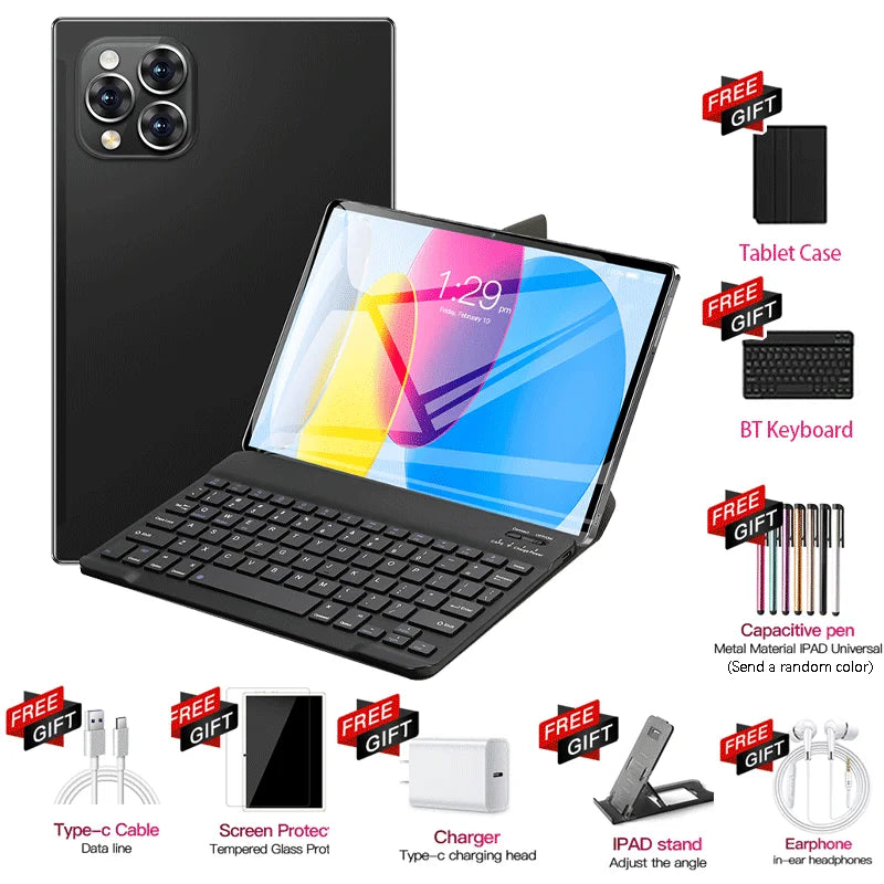 Tablette PC Android 16 2026 — 24 Go RAM, 2 To ROM, 5G, double SIM, écran HD plein écran, mini PC (v2)