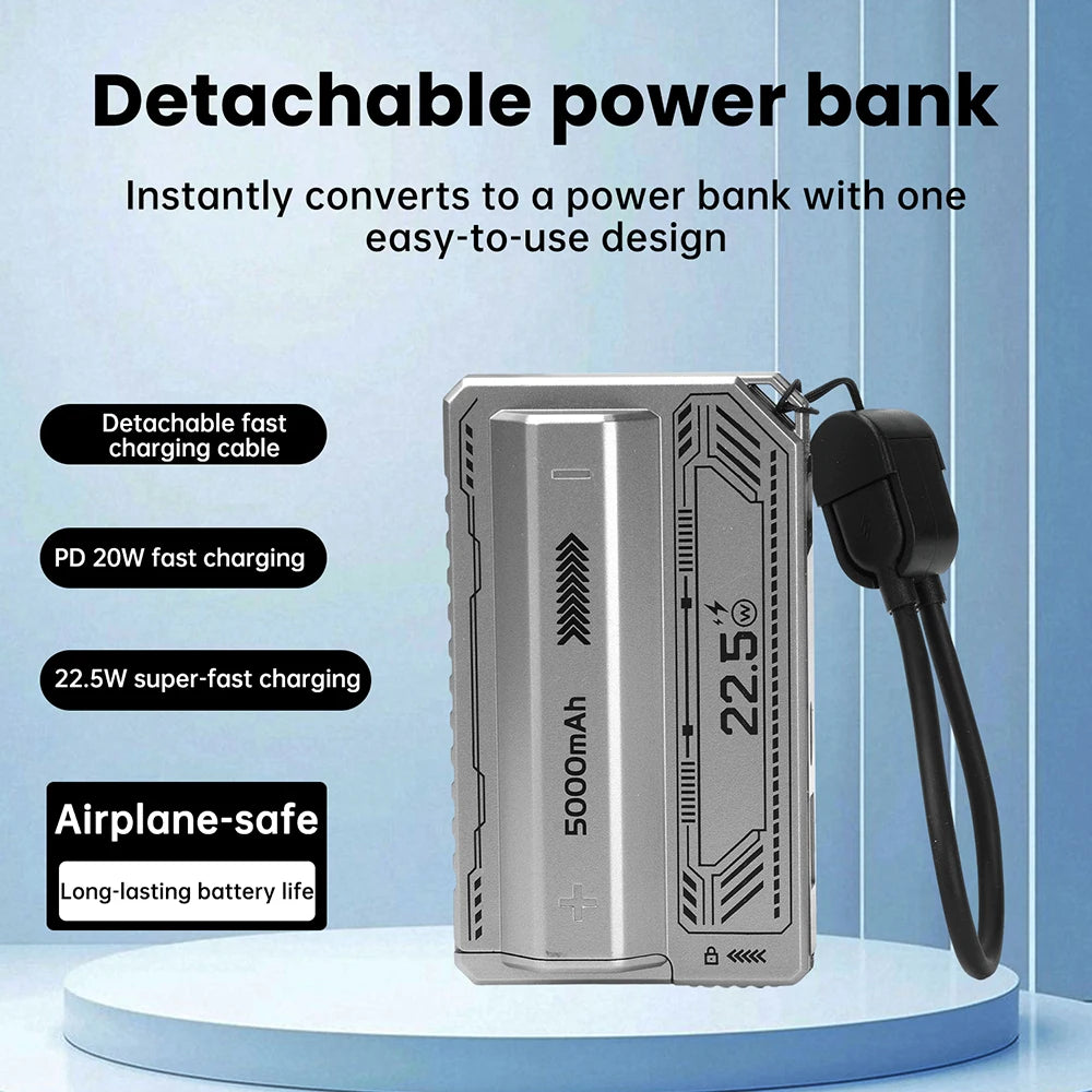 Boîtier de batterie externe 21700 PD 20W, charge rapide, câble intégré, batterie externe détachable, boîtier de batterie DIY (sans batterie)