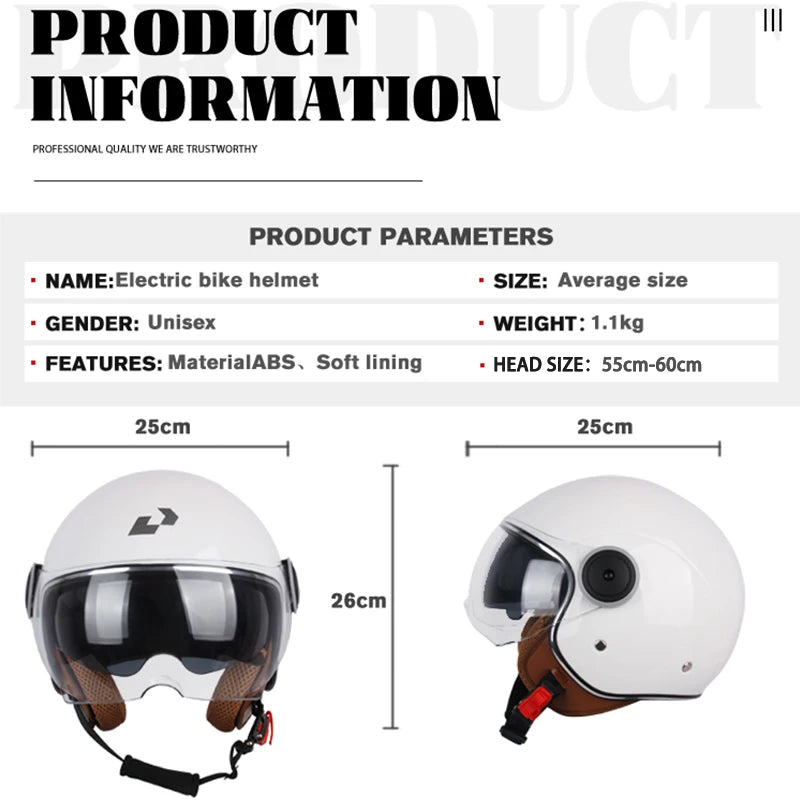 Casque Moto Ouvert Vintage Rétro DOT 3/4 — Cruiser Homme Femme